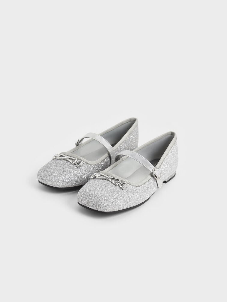 Chaussures Mary Jane paillettées à détail métallique - Enfant, Argent, hi-res