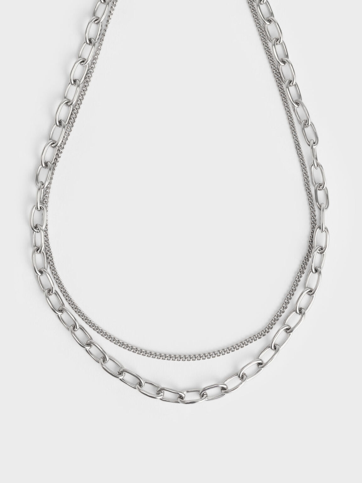 Double Chain Necklace, Silver, hi-res