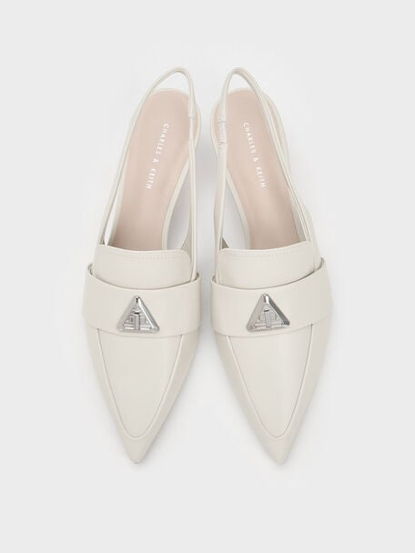 Trice Metallic Accent Pointed-Toe Slingback Pumps, Chalk, hi-res