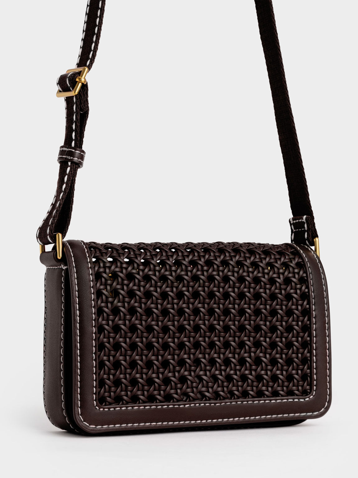 Dark Moss Cecily Woven Shoulder Bag - CHARLES & KEITH PL