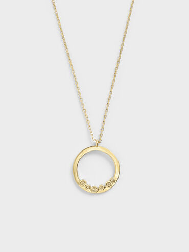 Swarovski® Crystal Studded Pendant Necklace, Gold, hi-res