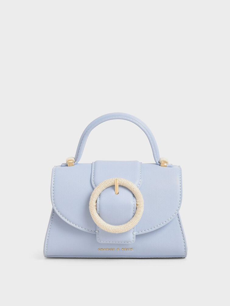 Woven Buckle Mini Bag, Light Blue, hi-res