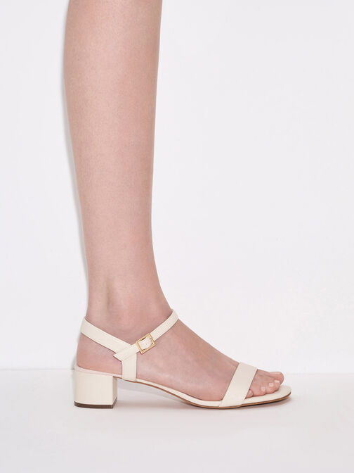 Block Heel Ankle-Strap Sandals, White, hi-res
