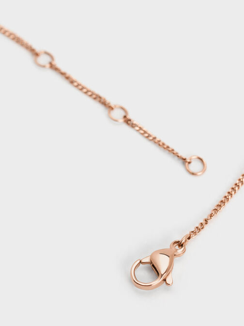 Bethania Heart Crystal Double Chain Necklace, Rose Gold, hi-res