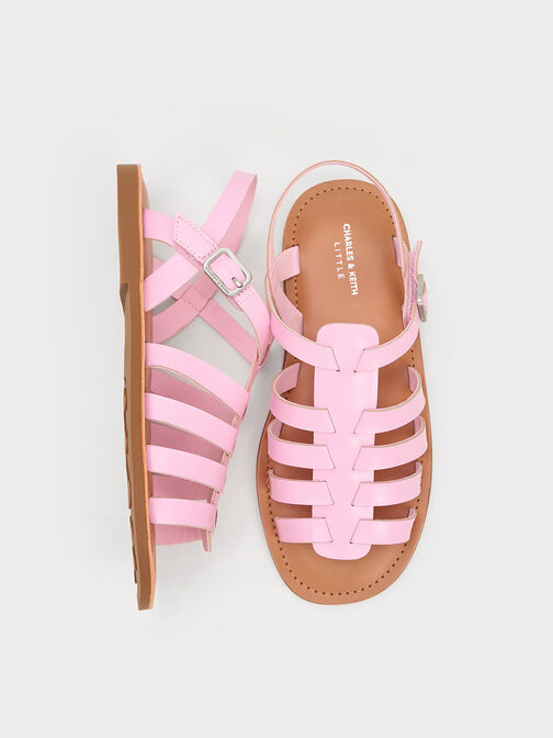 Girls' Caged Sandals, Light Pink, hi-res
