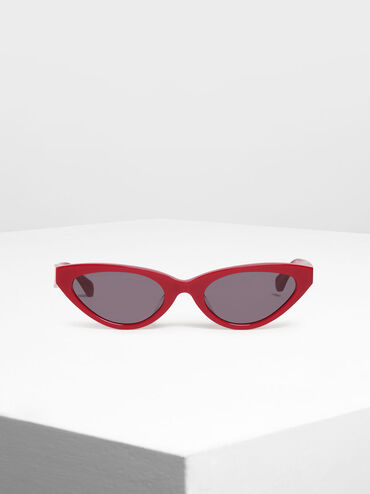 Acetate Oval Frame Sunglasses, Red, hi-res