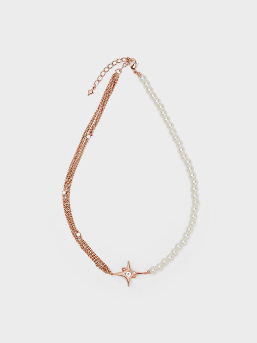 Estelle Star & Pearl Choker Necklace, Rose Gold, hi-res