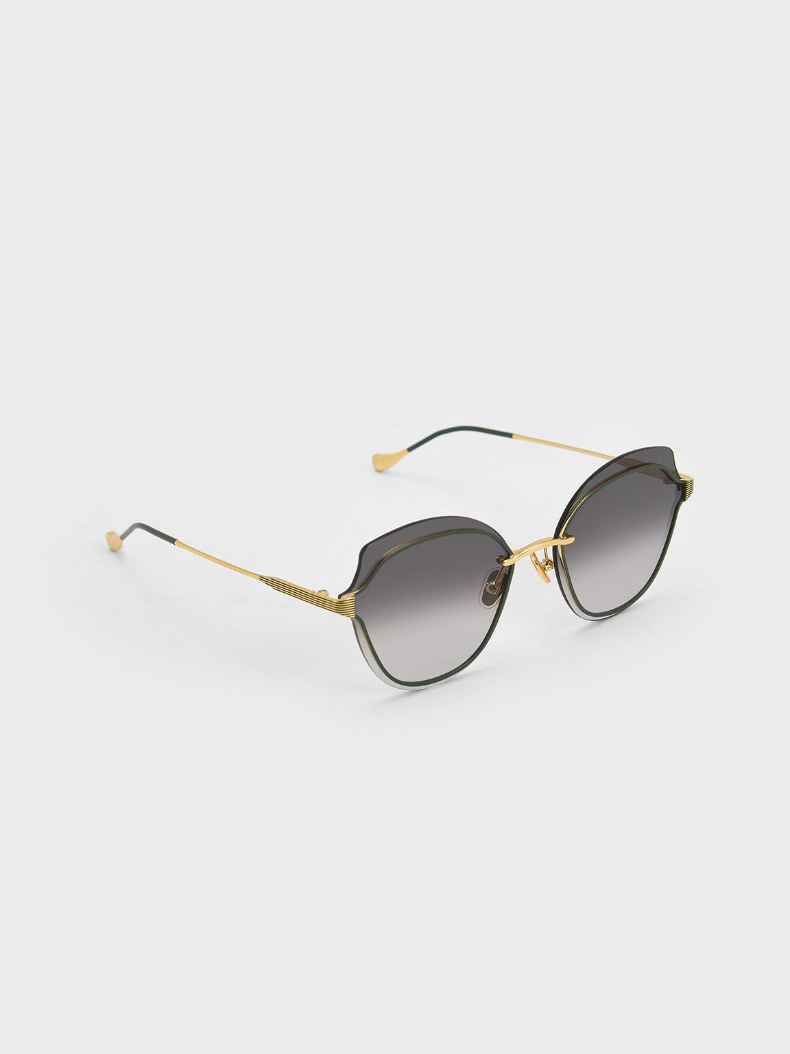 Cut-Out Butterfly Sunglasses, Olive, hi-res