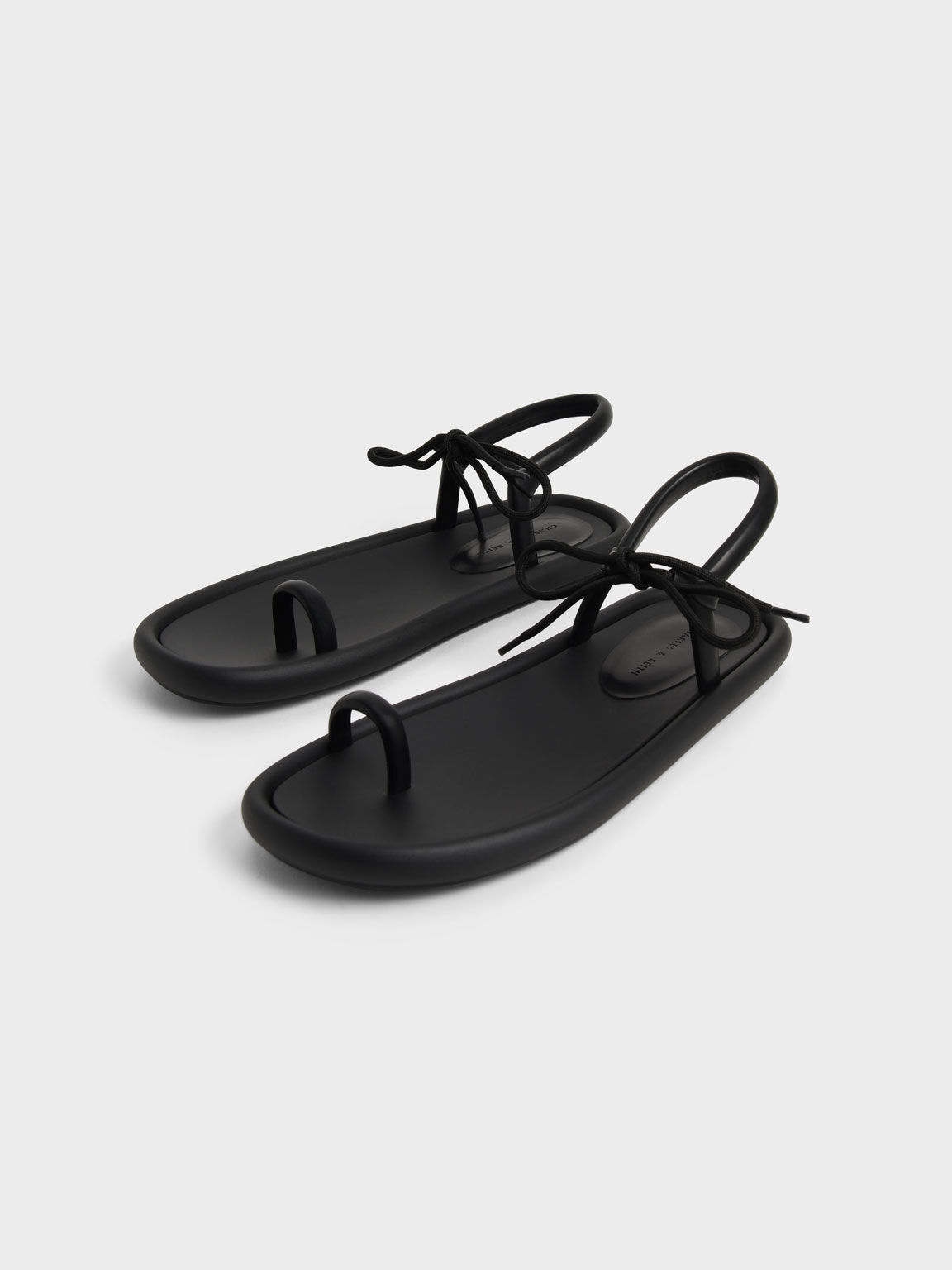 Austell Bow-Tie Toe-Ring Padded Sandals, Black, hi-res