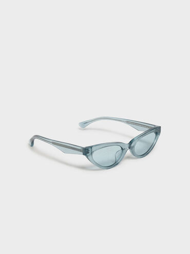 Acetate Oval Frame Sunglasses, Teal, hi-res