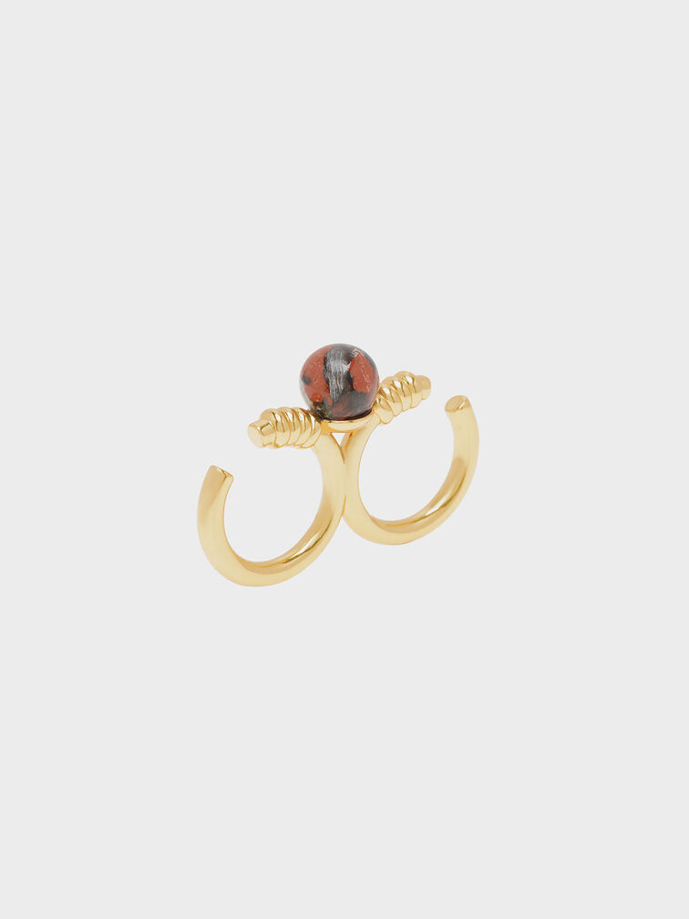 Jasper Stone Double Ring, Gold, hi-res