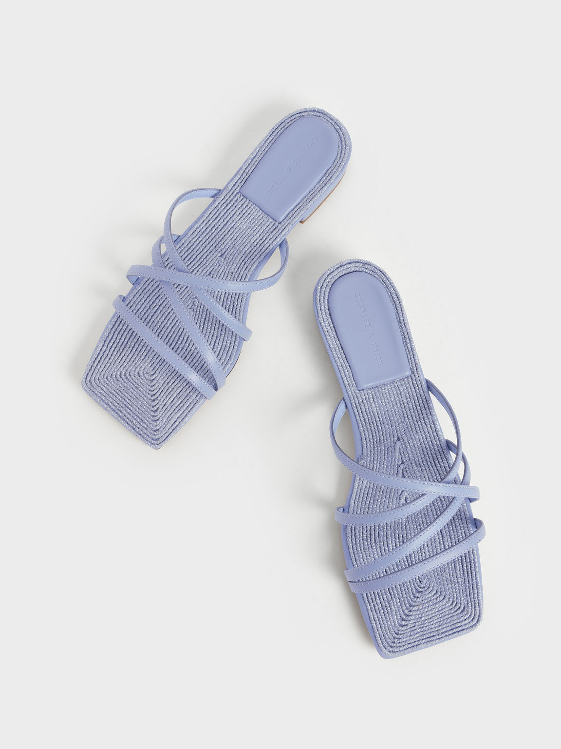 Strappy Square Toe Sandals, Blue, hi-res