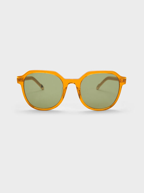 Recycled Acetate Chain-Link Sunglasses, Orange, hi-res
