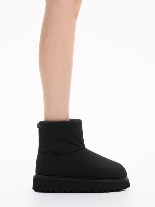 Romilly Puffy Ankle Boots, Black Textured, hi-res