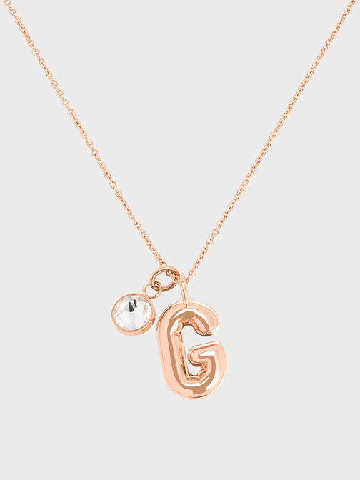 Breloque alphabet lettre "G", Or Rose, hi-res