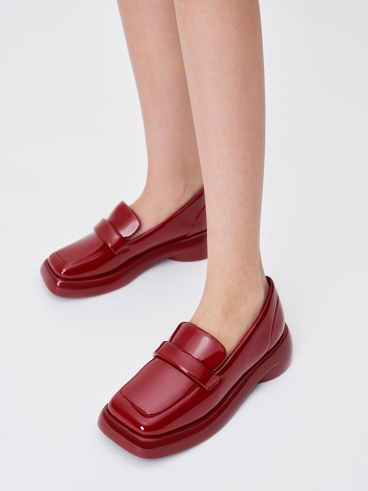 Lula Patent Penny Loafers, Red, hi-res