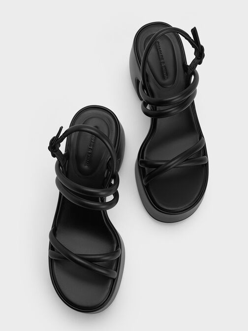 Sandales à plateforme tubulaire Nerissa, Noir, hi-res