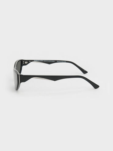 Gafas de sol de acetato reciclado con montura angular, Negro, hi-res