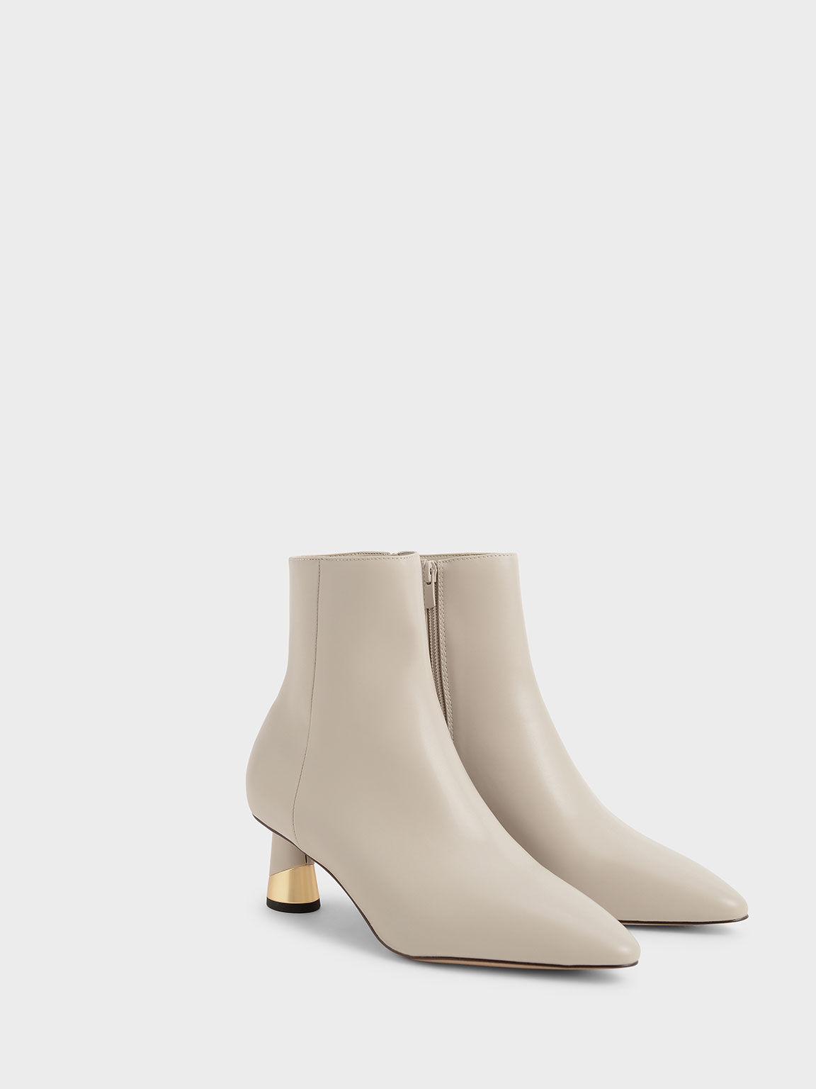 Metallic Accent Ankle Boots, Chalk, hi-res