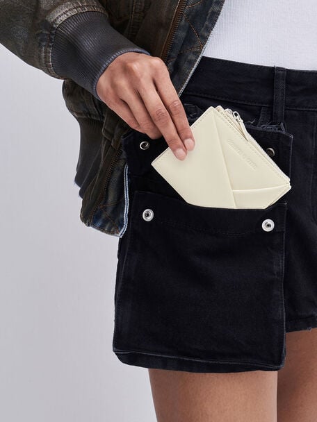 Midori Geometric Top-Zip Wallet, Cream, hi-res