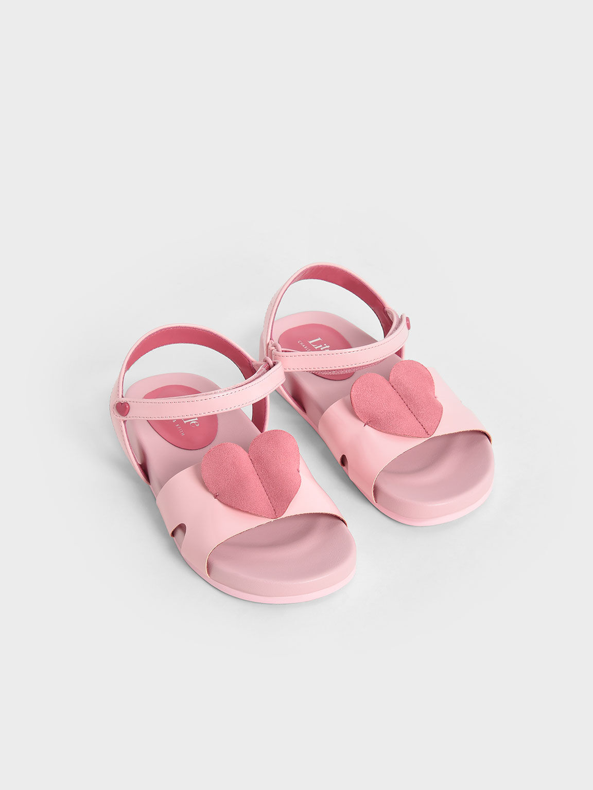 Girls' Heart-Motif Ankle Strap Sandals, Pink, hi-res