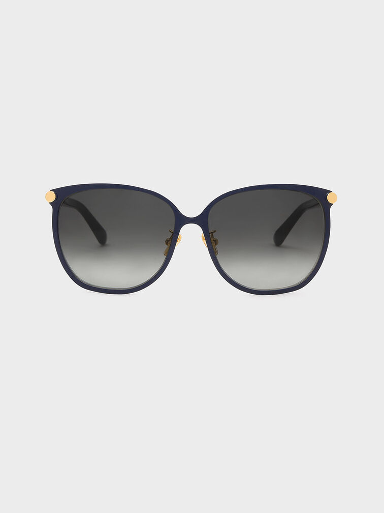Oversized Square Sunglasses, Navy, hi-res