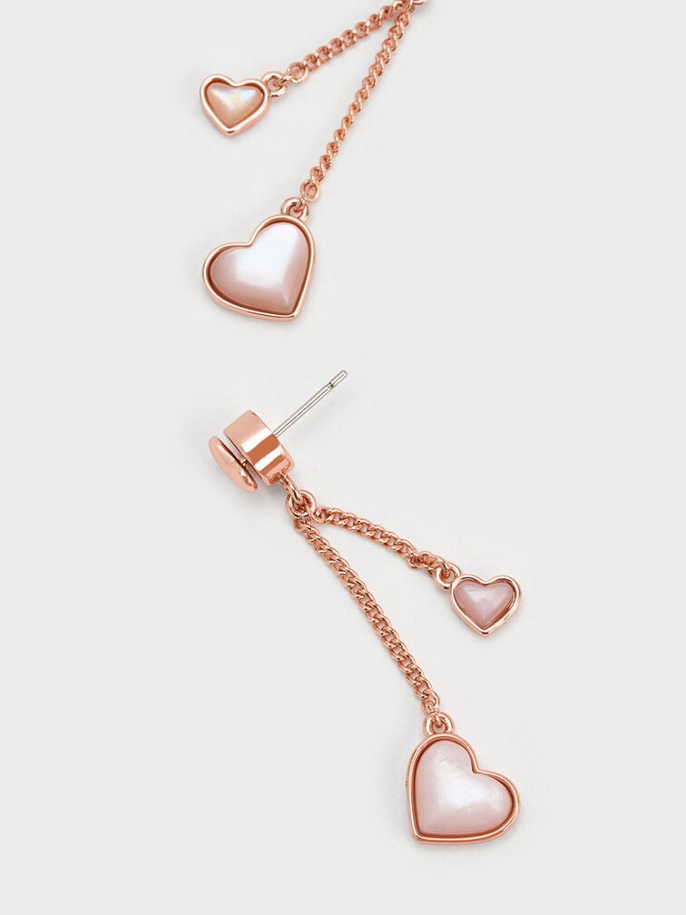 Rose Gold Annalise Double Heart Stone Drop Earrings - CHARLES & KEITH IE