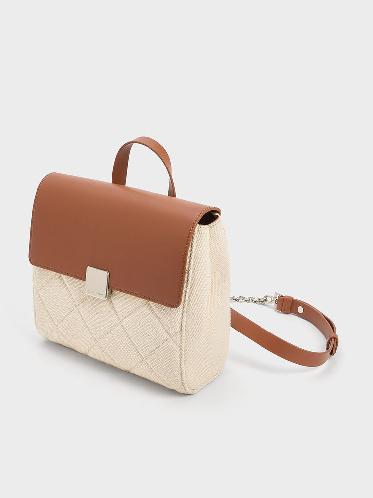 Lucy Quilted Backpack, Tan, hi-res