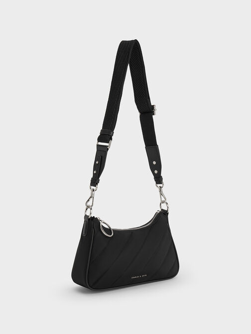 Philomena Nylon Puffy Chain-Strap Crossbody Bag, Noir, hi-res