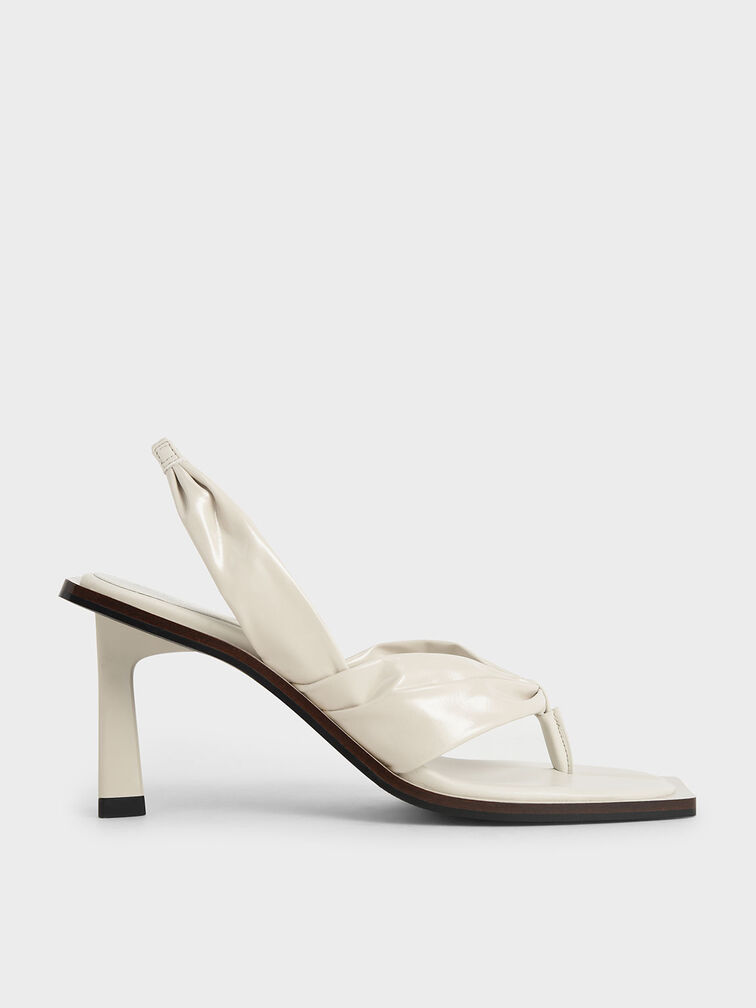 Limited Edition: Patent Slingback Thong Sandals, Cream, hi-res