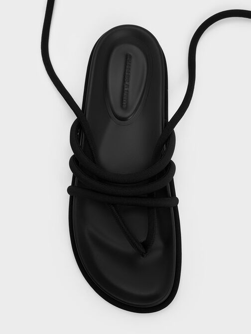 Sandalias Toni tubulares con tiras para atar, Negro texturizado, hi-res