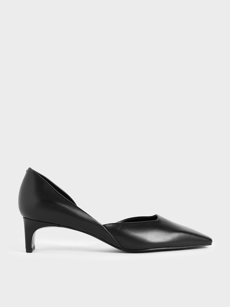 Square Toe D'Orsay Court Shoes, Black, hi-res