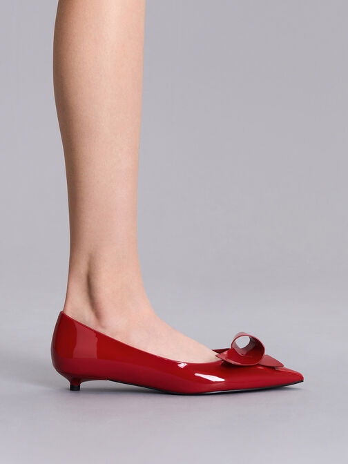 Sculptural Knot Pointed-Toe Flats, Red, hi-res