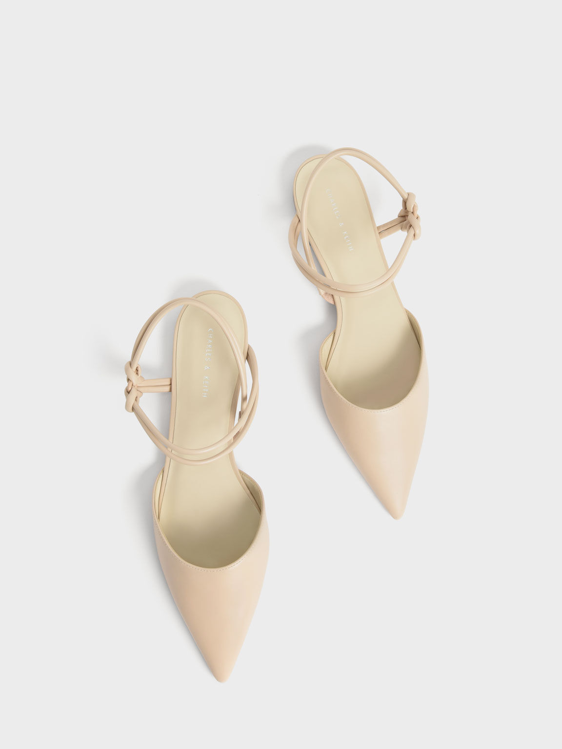 Knotted Ankle-Strap Ballerina Flats, Chalk, hi-res
