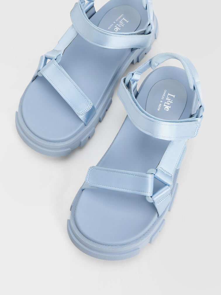 Sandales sportives en satin - Enfant, Bleu, hi-res