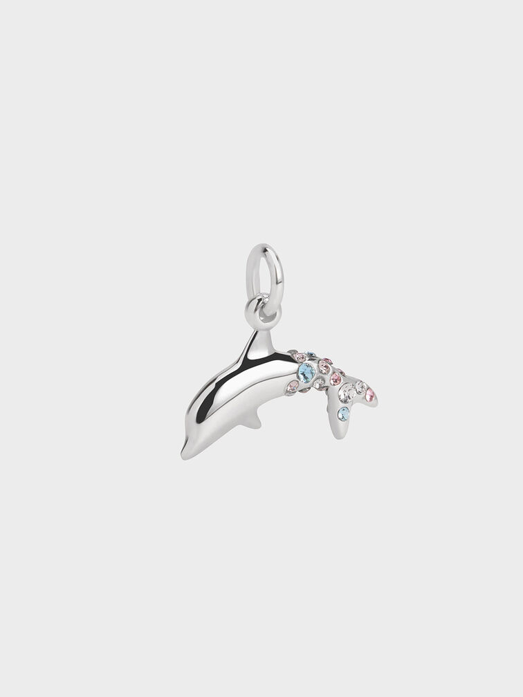 Breloque dauphin cristal Oceana, Argent, hi-res