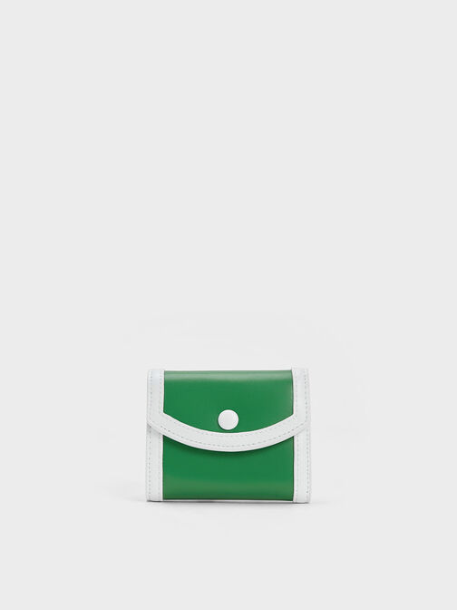 Alouette Contrast Trim Small Wallet, Green, hi-res