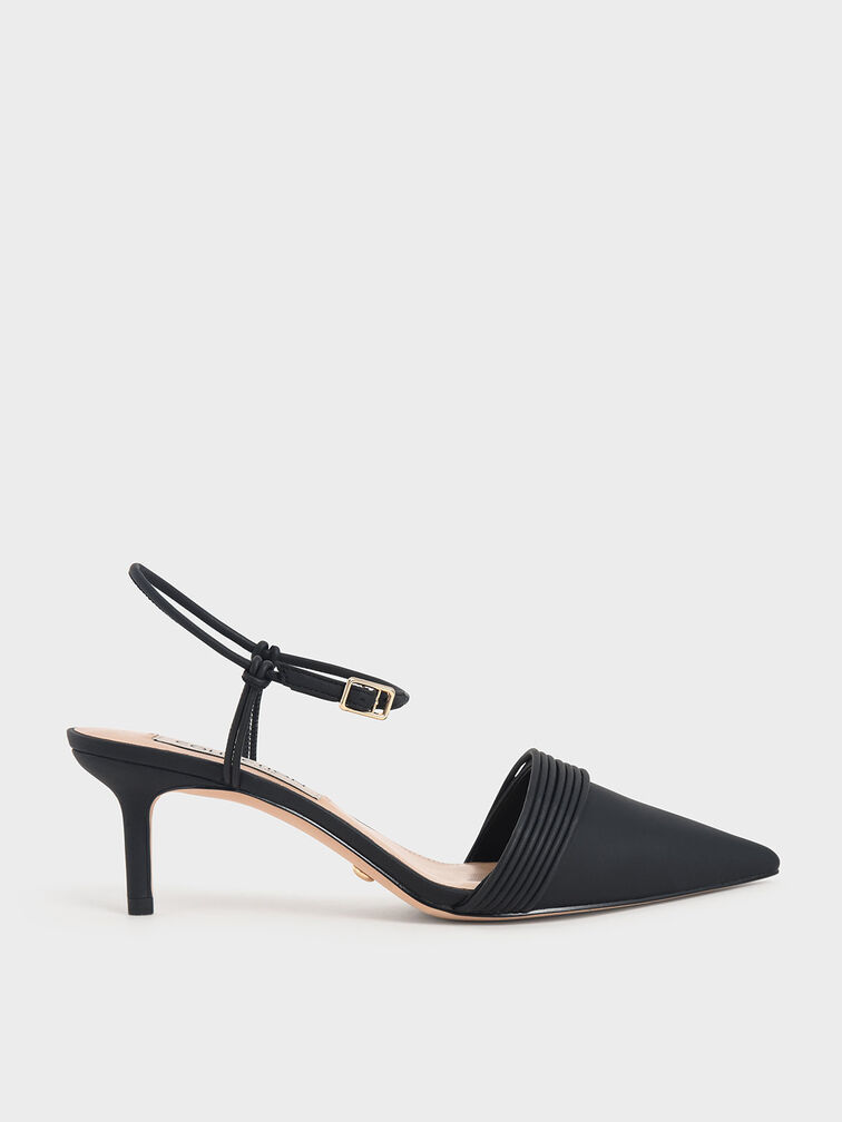 Leather Rope Detail Pumps, Negro, hi-res