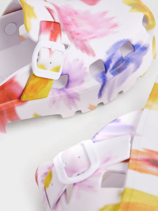 Mules à plateforme et boucle imprimée Mae, Multicolore, hi-res