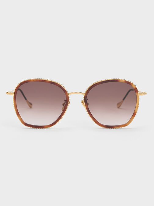 Twisted Metallic Butterfly Sunglasses, T. Shell, hi-res