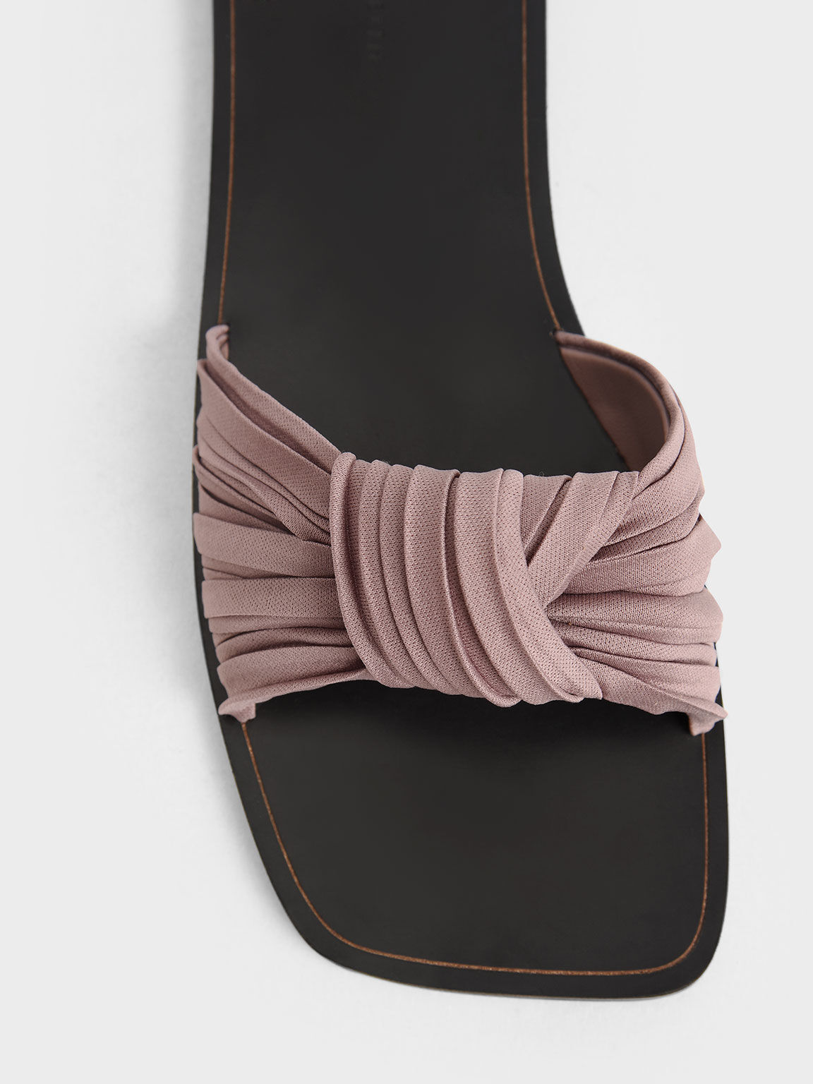 Pleated Fabric Knotted Slide Sandals, Mauve, hi-res