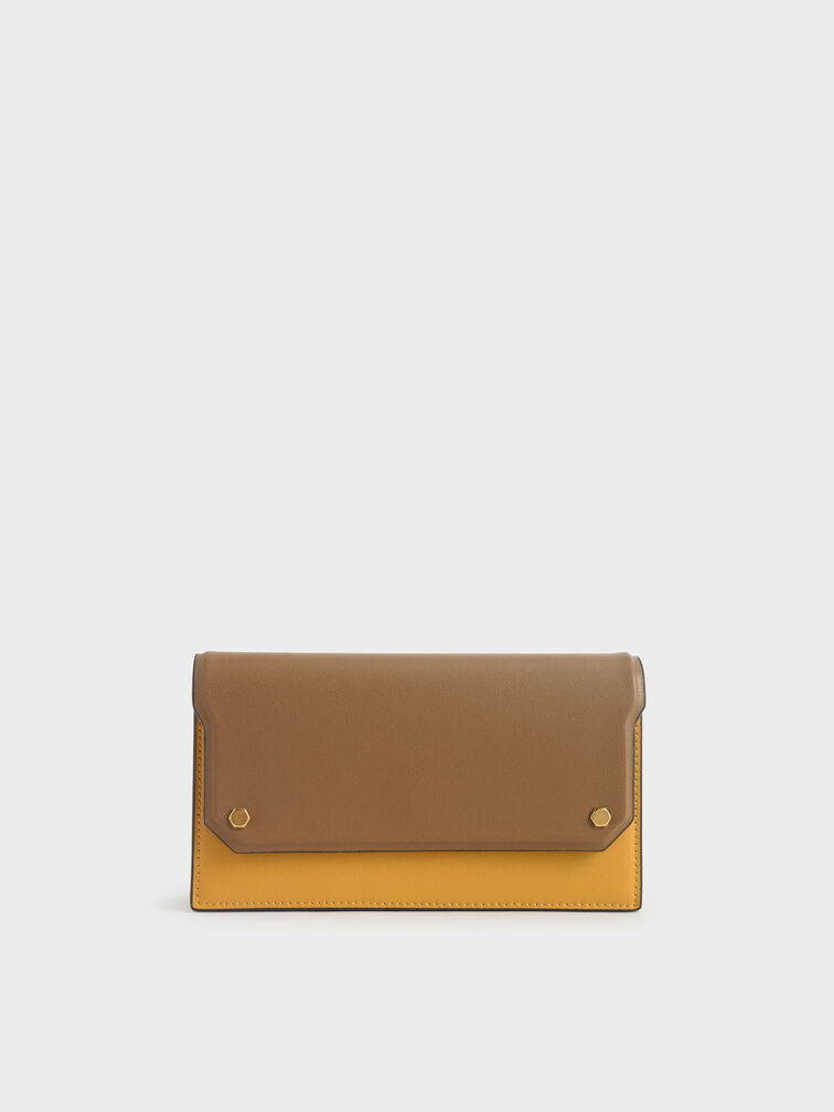 Two-Tone Mini Long Wallet, Yellow, hi-res