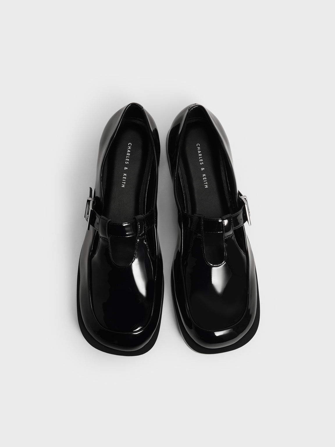 Patent Mary Jane Buckle Loafers, Black, hi-res