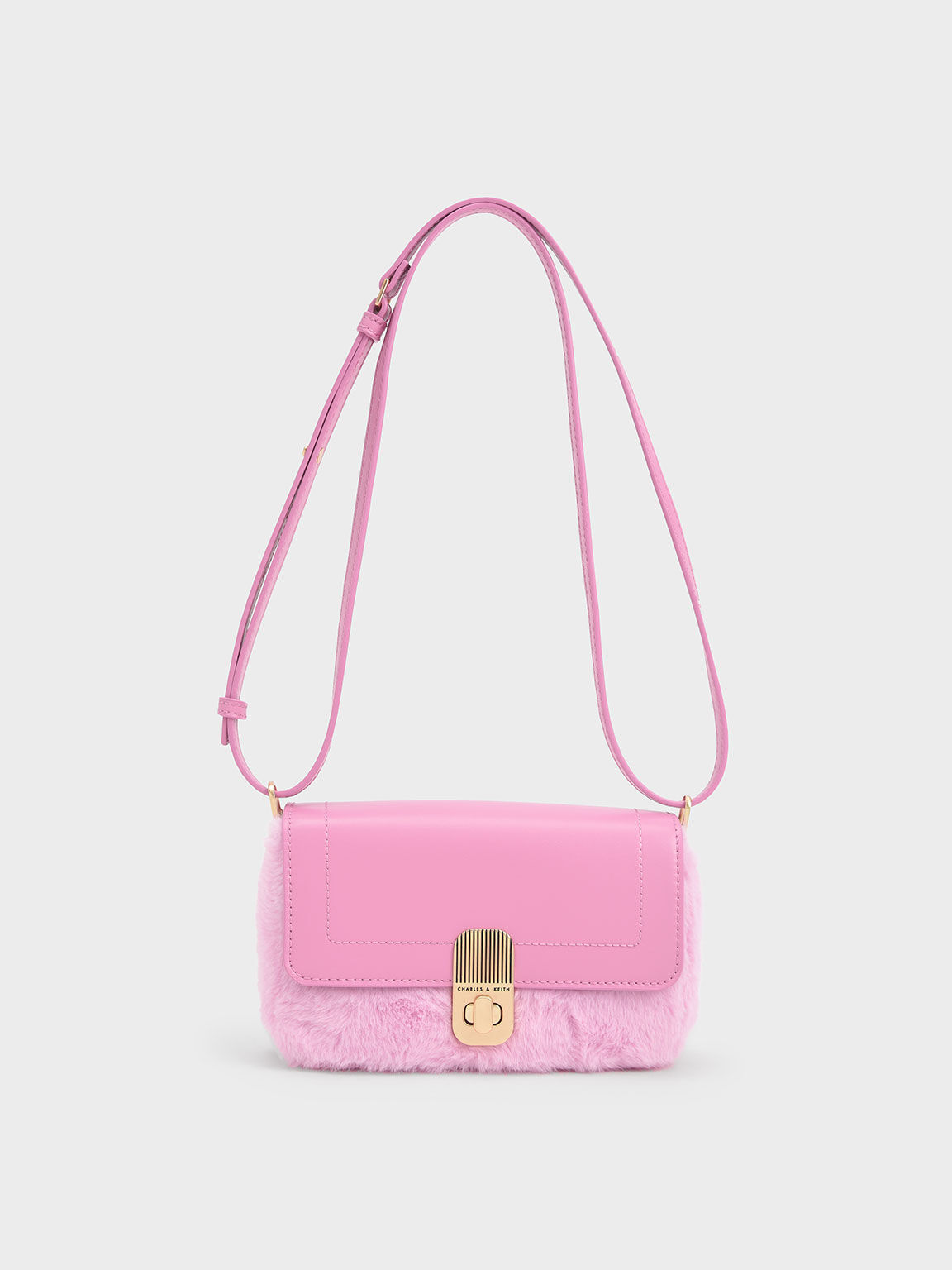 Enya Front Flap Turn-Lock Shoulder Bag, Pink, hi-res