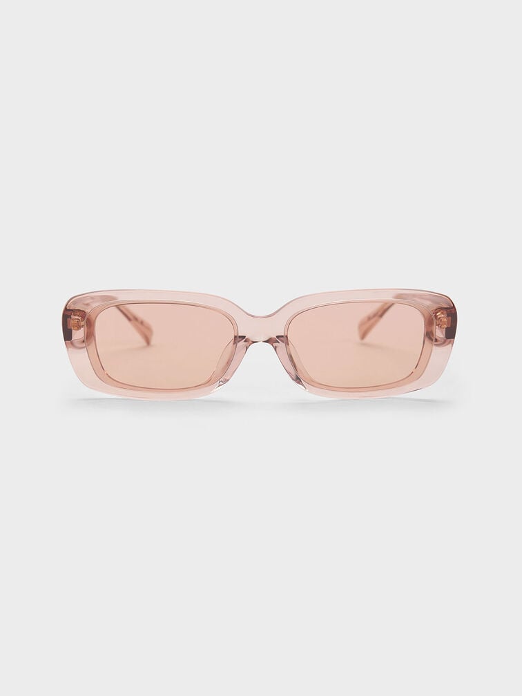 Rectangular Recycled Acetate Sunglasses, Pink, hi-res