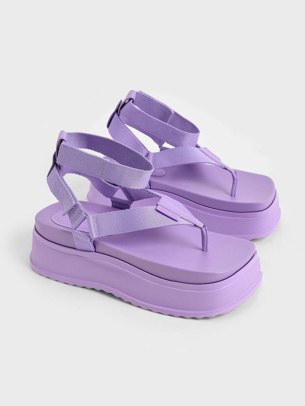 Joss Ankle-Strap Flatform Thong Sandals, Purple, hi-res