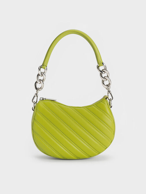 Freja Curved Panelled Bag, Lime, hi-res