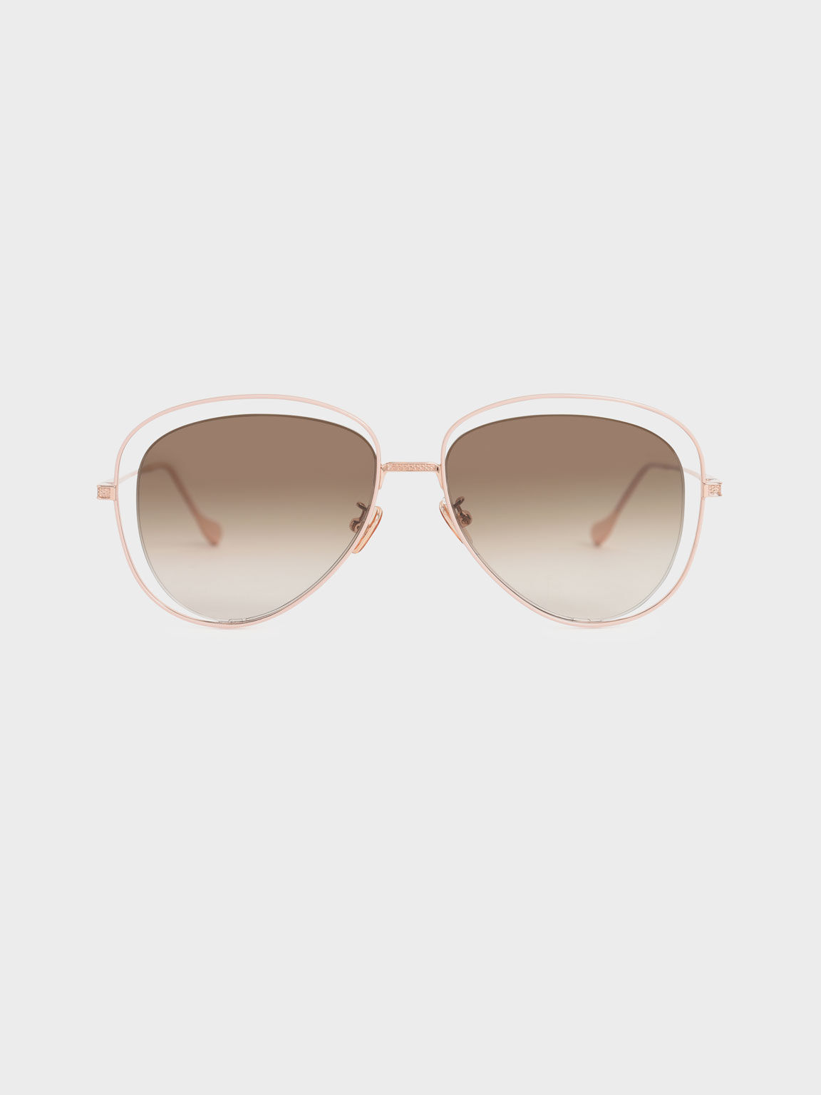 Cut-Out Aviator Sunglasses, Rose Gold, hi-res