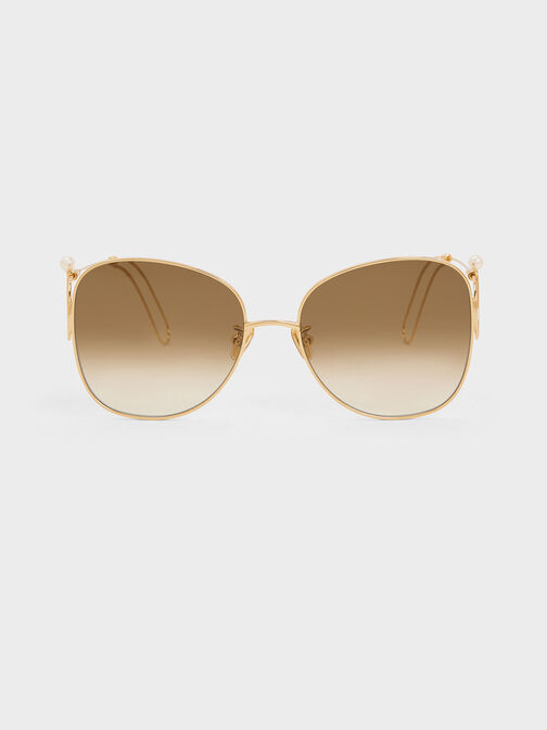Wire Frame Butterfly Sunglasses, Gold, hi-res