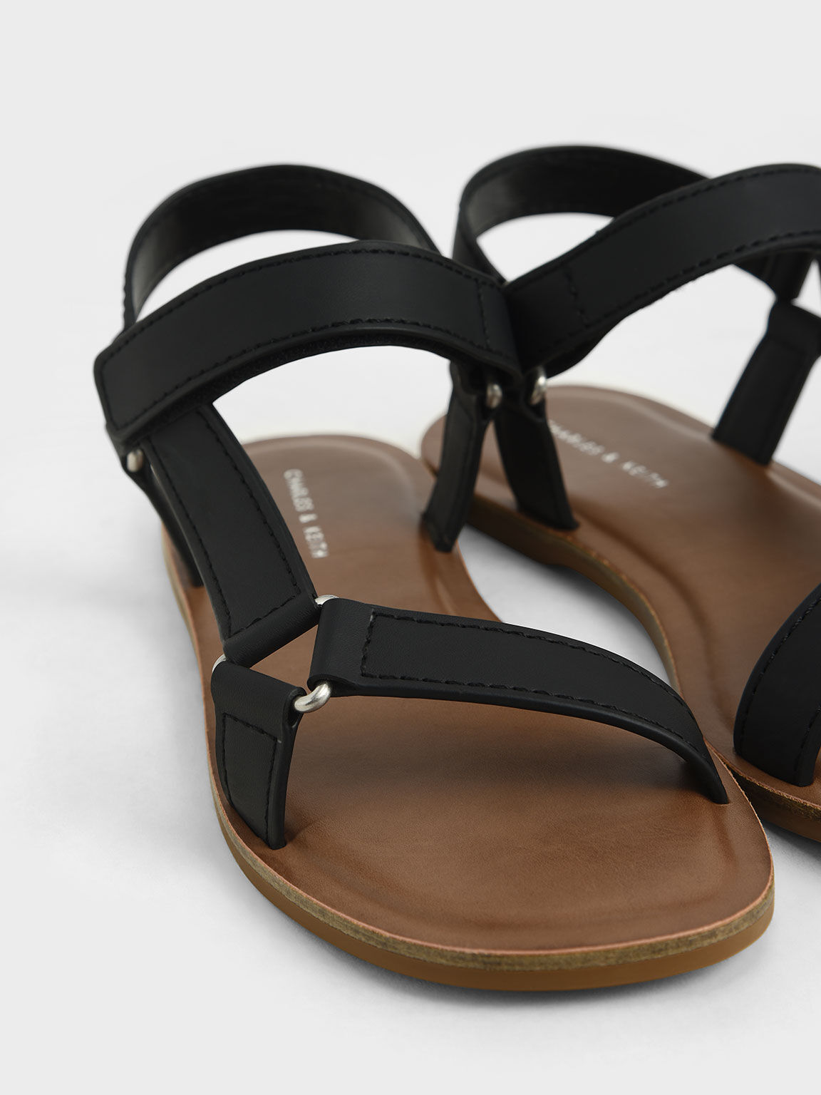 Asymmetric Strap Sandals, Black, hi-res